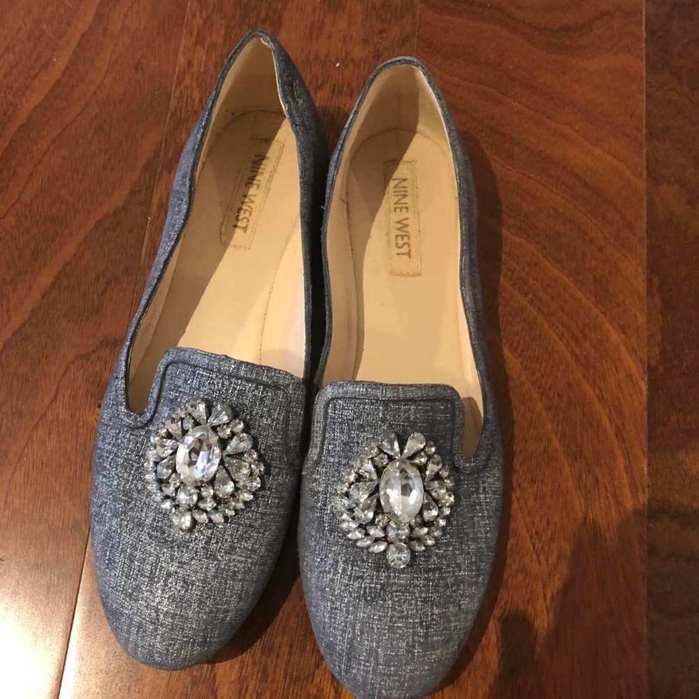 Nine West Jeweled Flats Sz 9